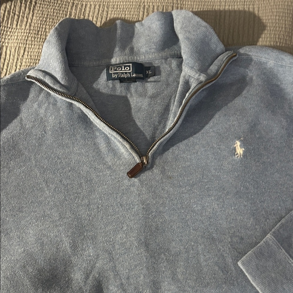 Polo by Ralph Lauren Men's Light Blue Zip-Up Sweater